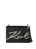 KARL LAGERFELD SIGNATURE LEATHER SHOULDER BAG