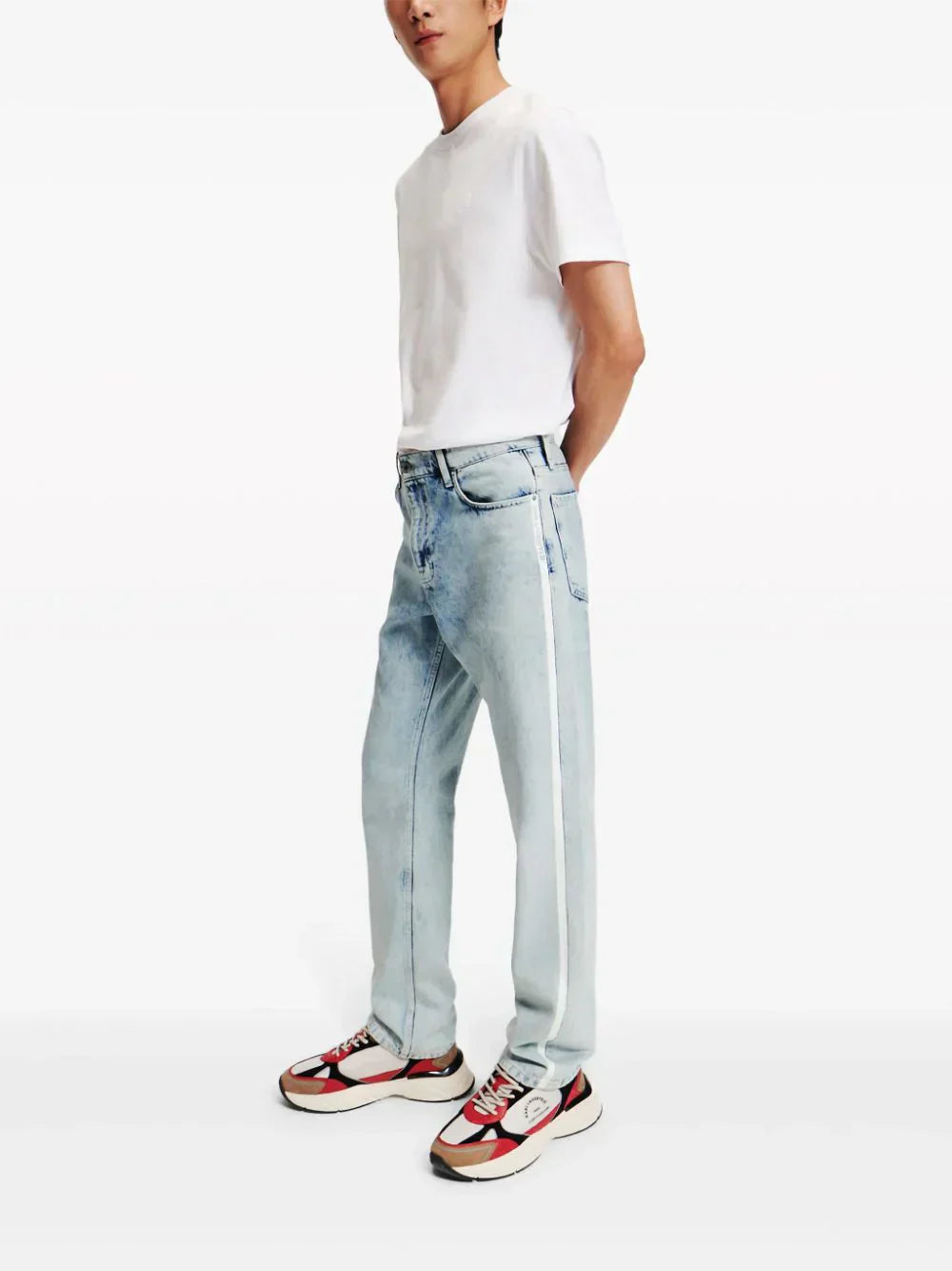 KARL LAGERFELD LOGO-TAPE STRAIGHT-LEG JEANS