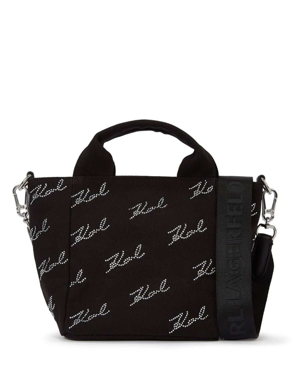 KARL LAGERFELD SIGNATURE RHINESTONE-EMBELLISHED TOTE BAG