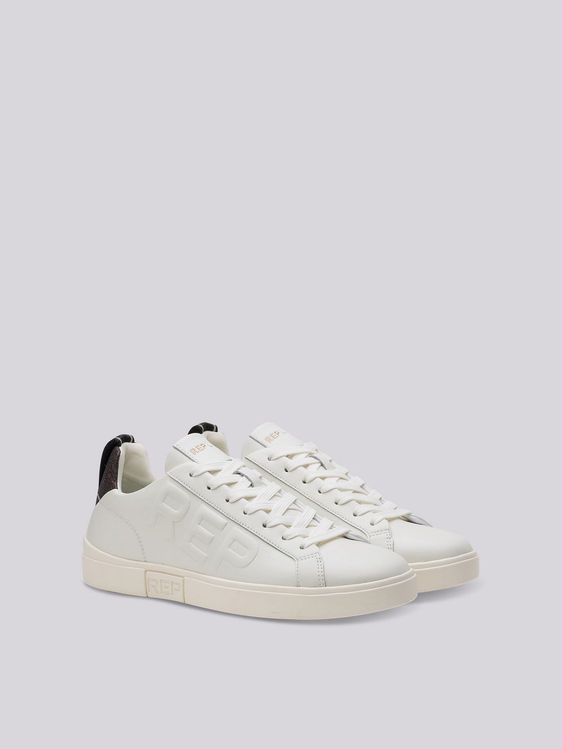 REPLAY POLYS W SPARK LEATHER SNEAKERS WITH LACES