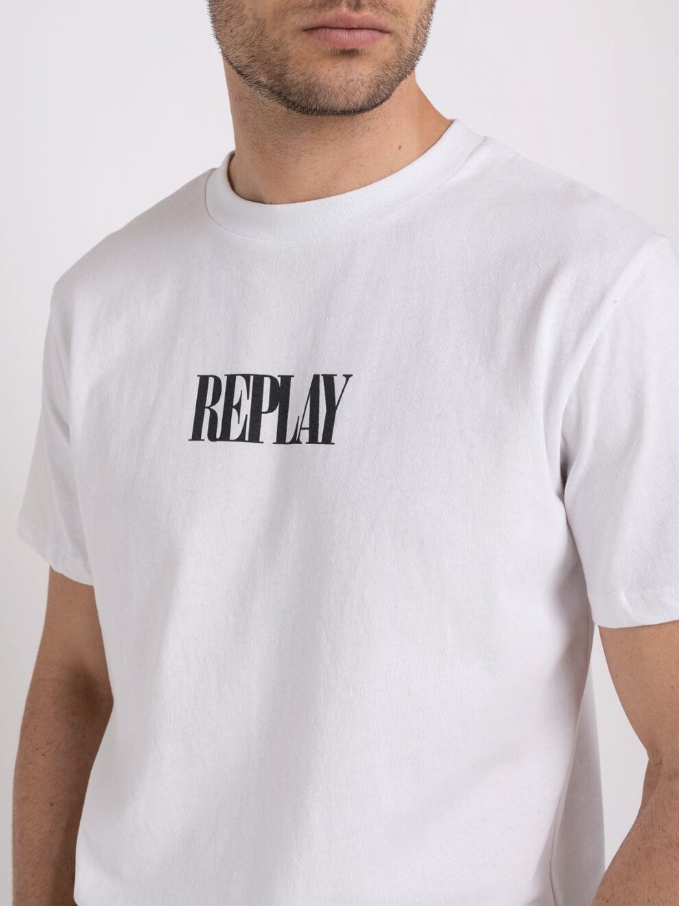 REPLAY T-SHIRT IN OPEN END JERSEY WITH PRINT