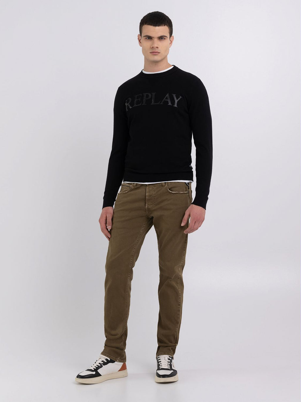 REPLAY SWEATER IN COTTON AND CASHMERE WITH PRINT