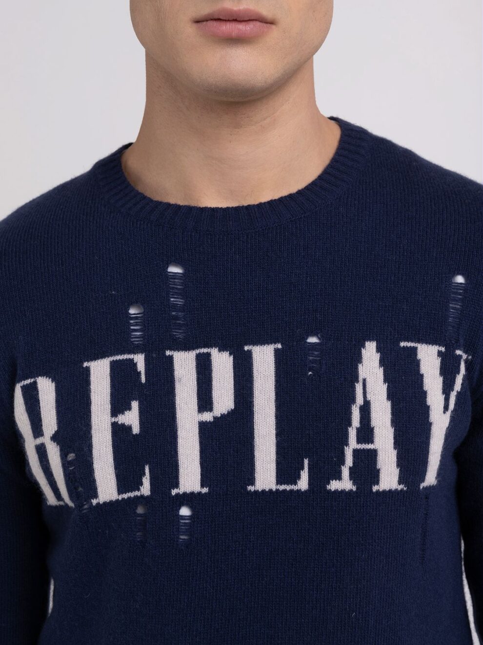 REPLAY SWEATER WITH JACQUARD LOGO